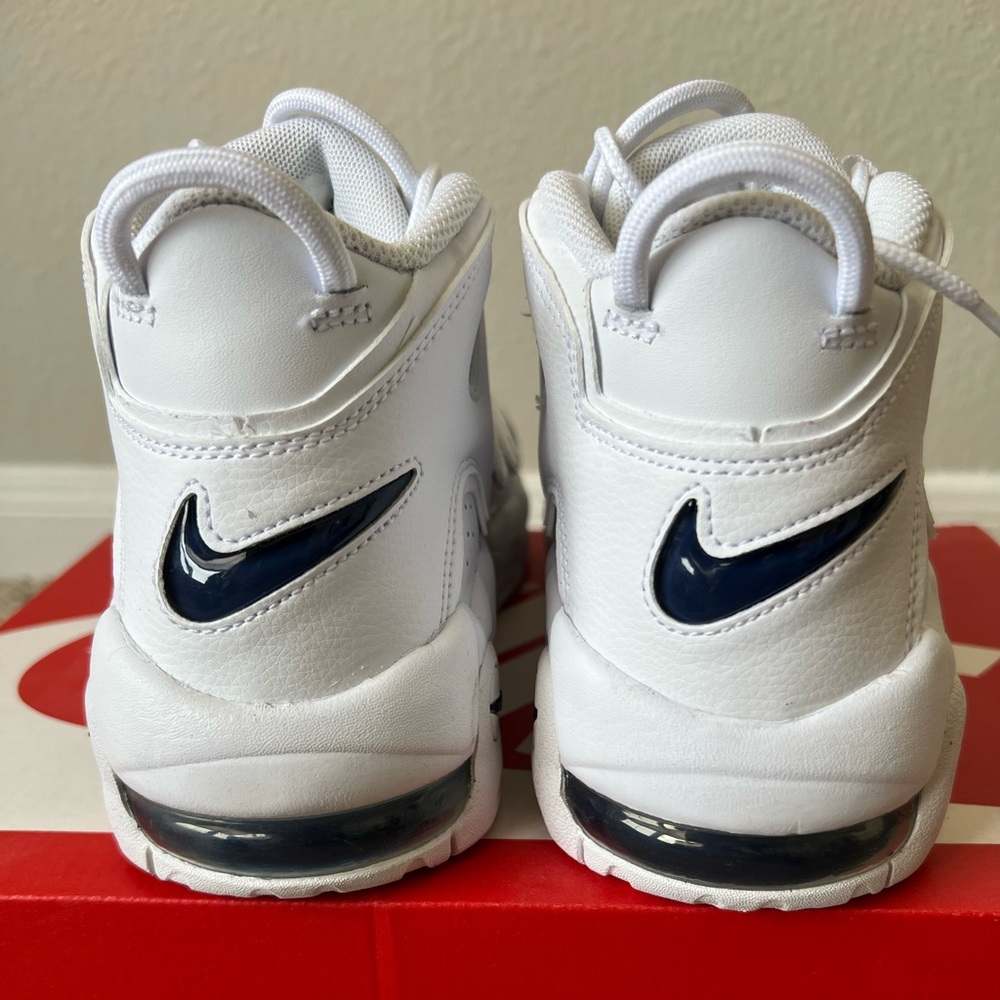 Nike Air More Uptempo White Midnight Navy Grade School GS - Picture 5 of 12